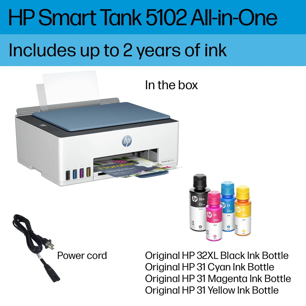 HP Smart Tank 5102 Wireless All-in-One Color Inkjet Printer S79117