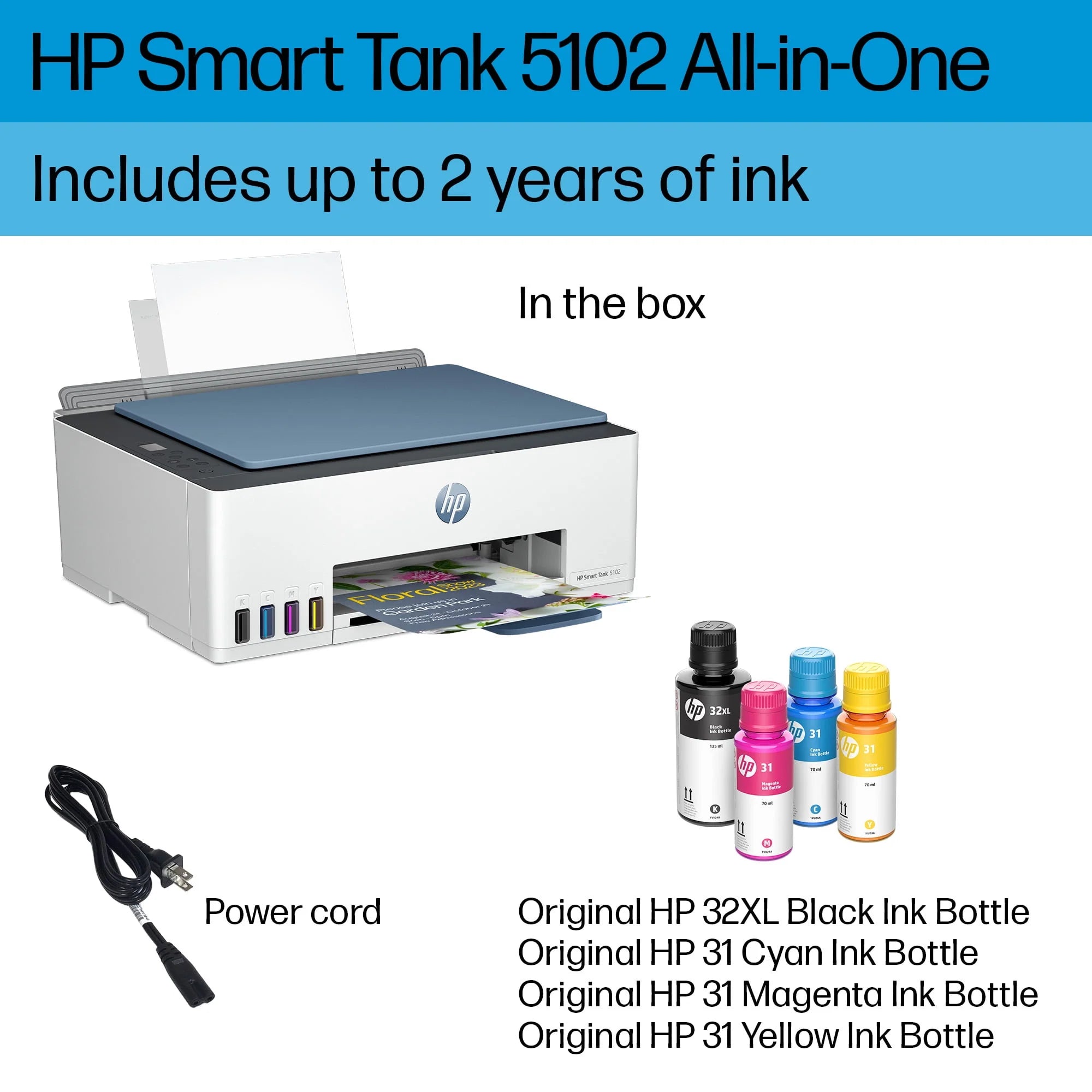 HP Smart Tank 5102 Wireless All-in-One Color Inkjet Printer S79117