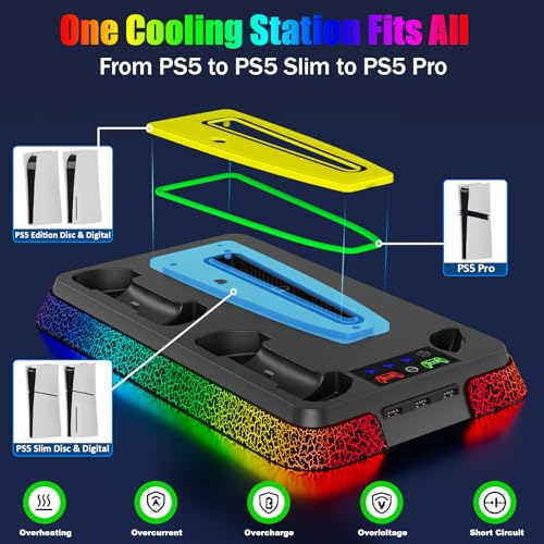 PS5 Stand and Cooling Station with LED Controller Charger for PlayStation 5 X4200