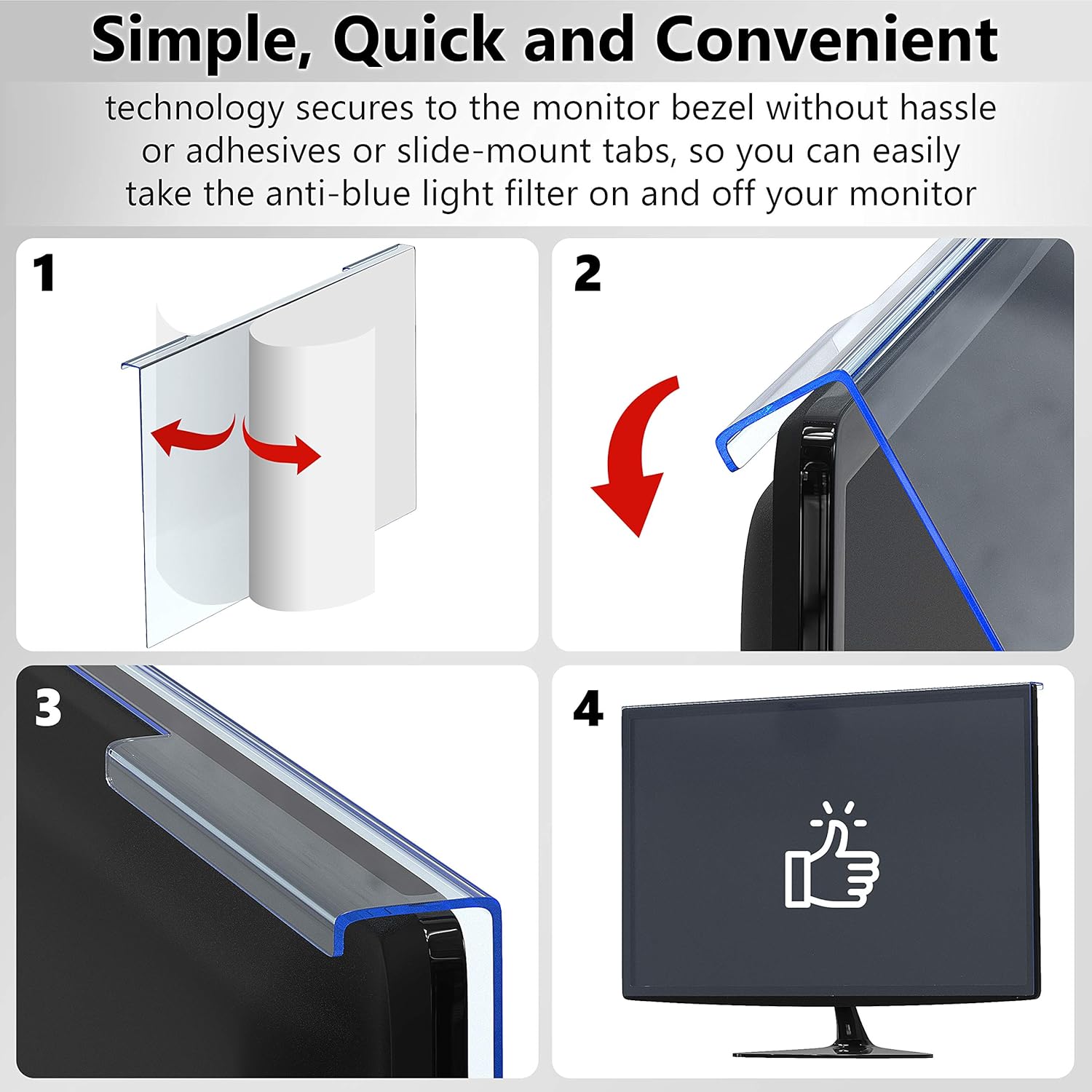 Blue Light Blocking Screen Protector for 21.5 inch LED Monitor, Anti-UV, Pack of 2 O68500
