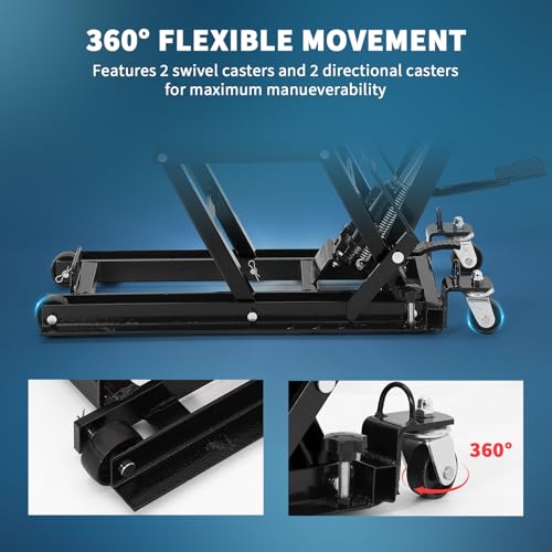Hydraulic Motorcycle Lift Jack 1500Lb ATV Scissor Lift with Height Adjustment, Red I401623