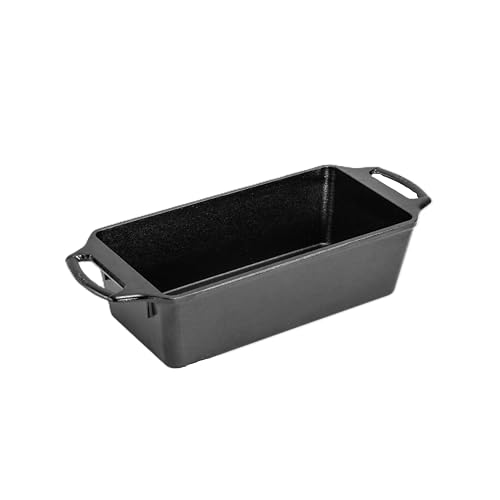 Lodge 10 Inch Pre-Seasoned Cast Iron Loaf Pan with Dual Handles, Black Z31349