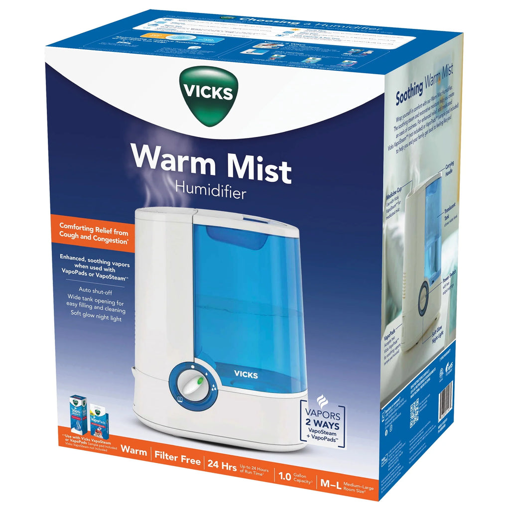 Vicks Warm Mist Humidifier V750, Blue X46691