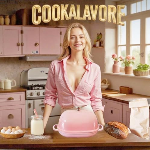 Cast Iron Dutch Oven 6 QT Bread Pan with Lid, Pink J511269