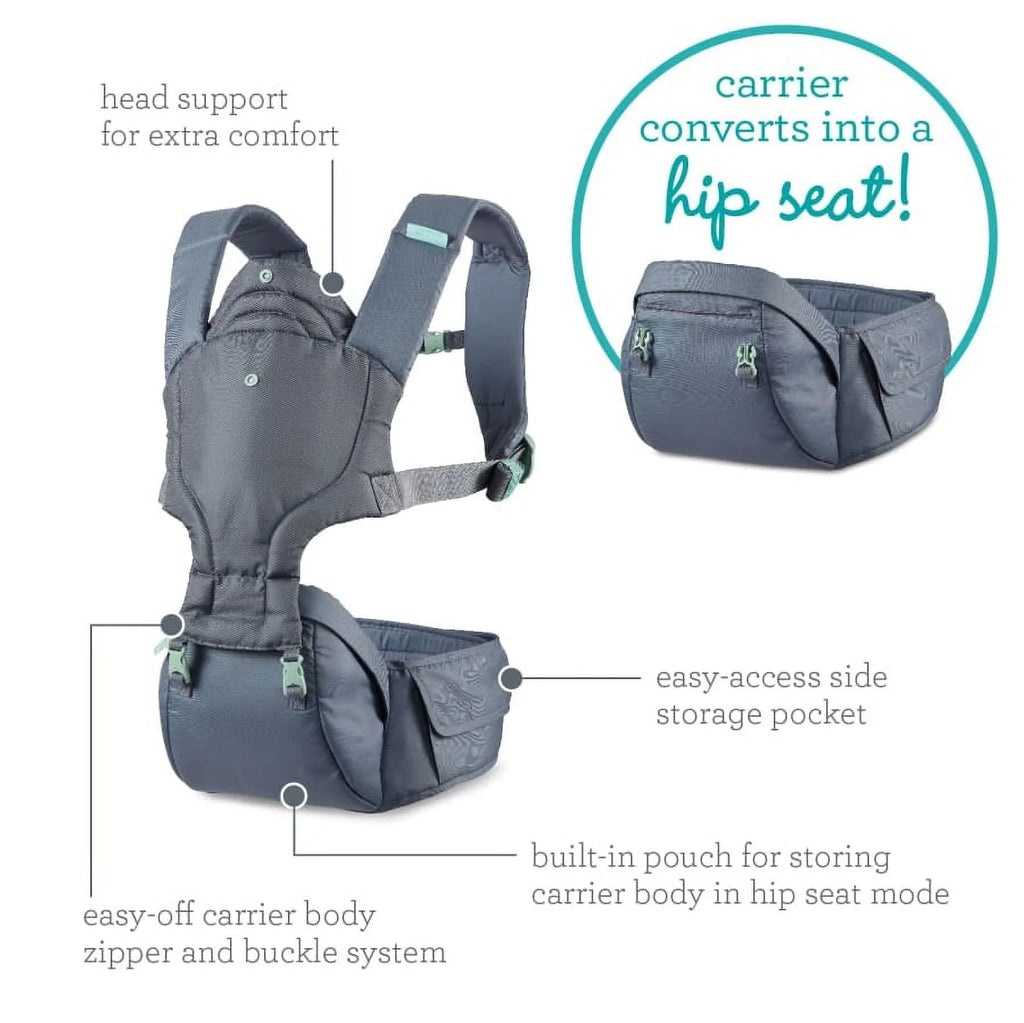Infantino Hip Rider 5-in-1 Hip Seat Baby Carrier, Gray P620