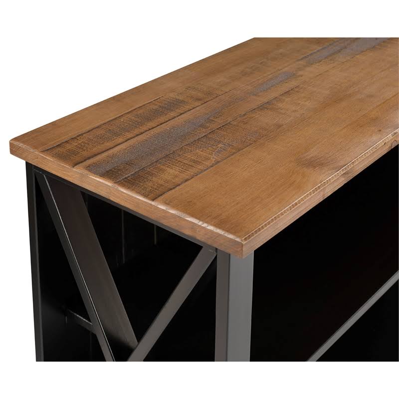 Pemberly Row Solid Wood Farmhouse Storage Console, Barnwood/Black F98902