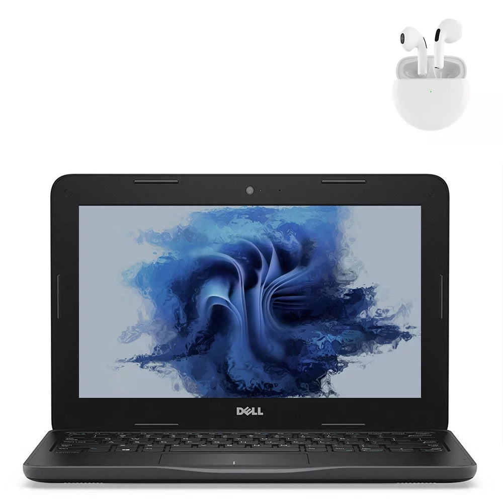Restored Dell 3180 11.6" Laptop Computer Intel CPU 4GB RAM 128GB SSD Wi-Fi Webcam with Wireless Earbuds - Windows 10 PC (Refurbished)