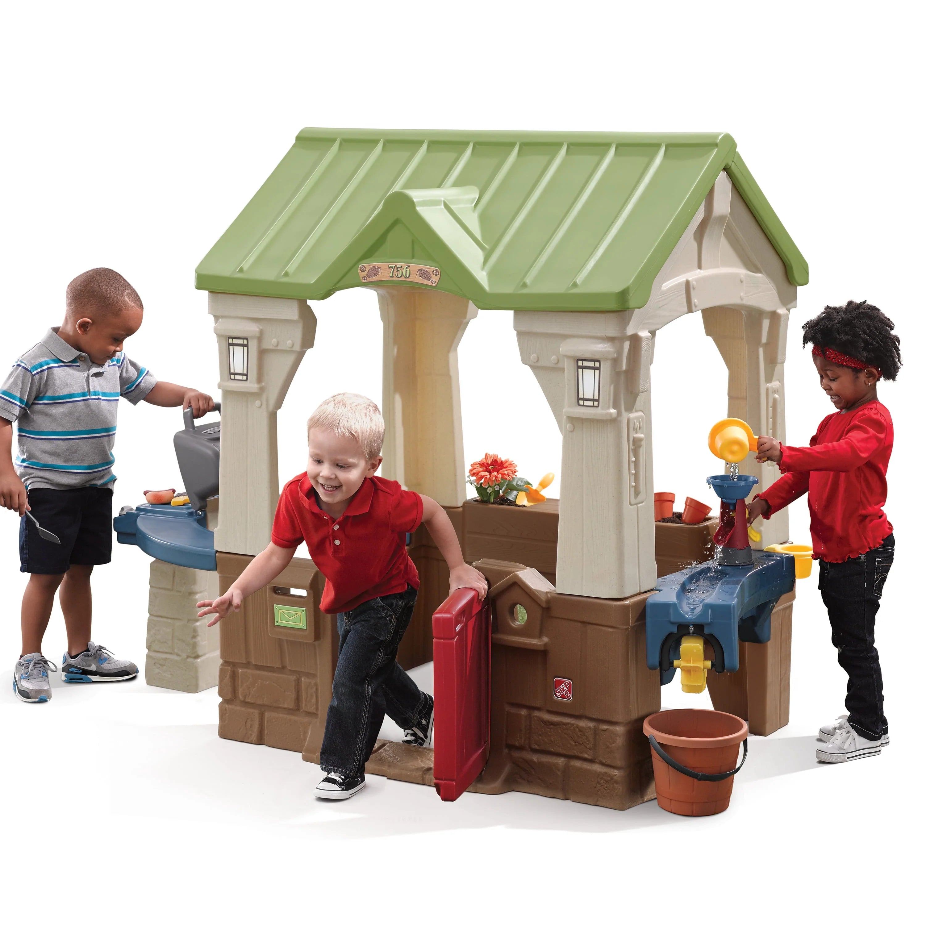 Step2 Great Outdoors Brown Toddler Playhouse with Grill and Planter E865208