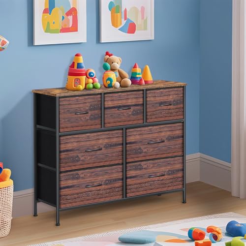 9 Drawer Dresser for Bedroom, Charcoal Black Fabric Storage Chest K84969