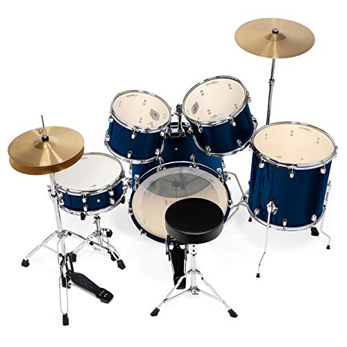 Ashthorpe 5-Piece Full Size Adult Drum Set with Remo Heads & Brass Cymbals M4400