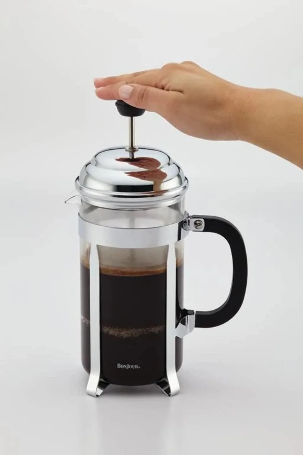 BonJour Coffee Stainless Steel French Press with Glass Carafe, 33.8-Ounce, Black F7496