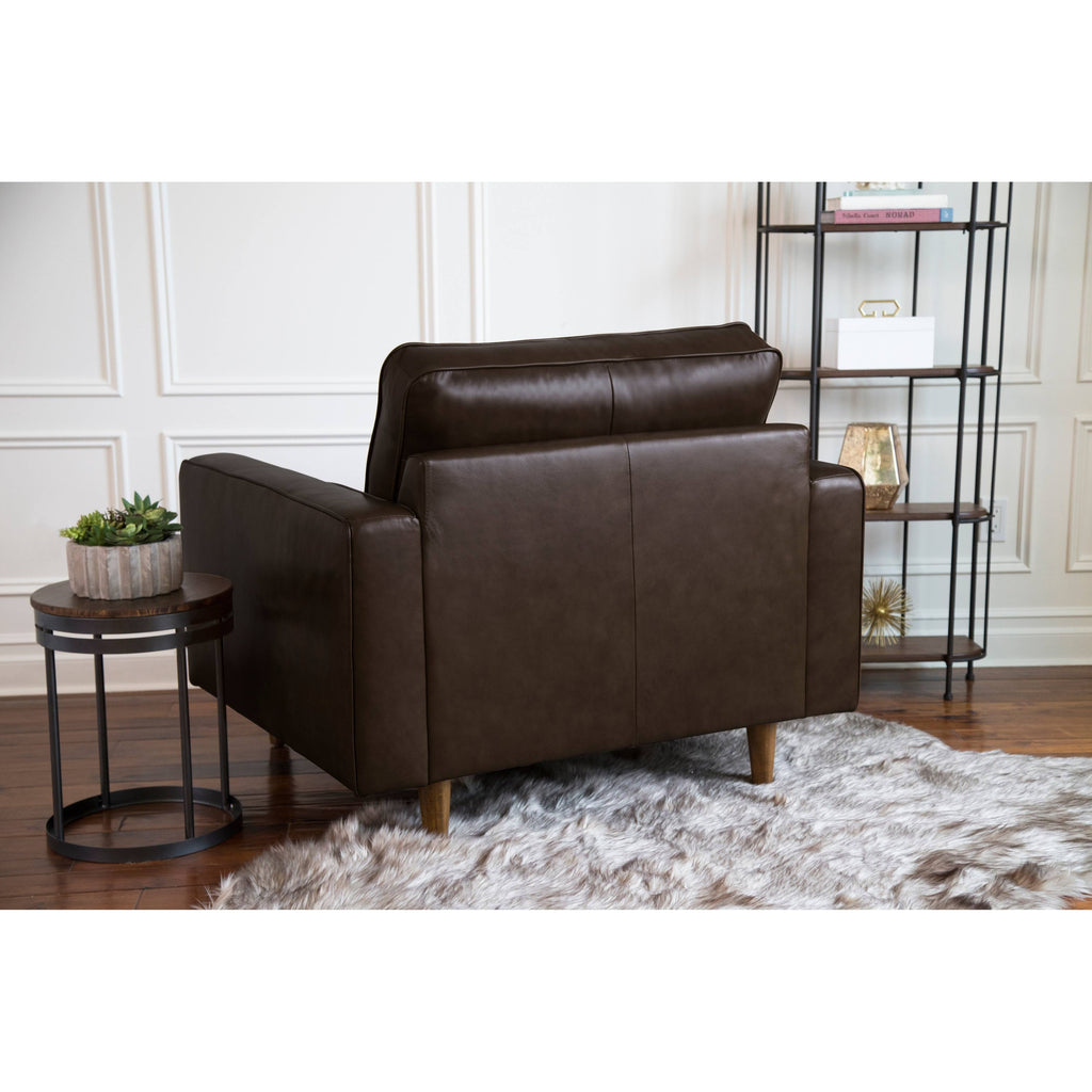 Abbyson Holloway Mid-Century Modern Top-Grain Leather Armchair Camel U229789