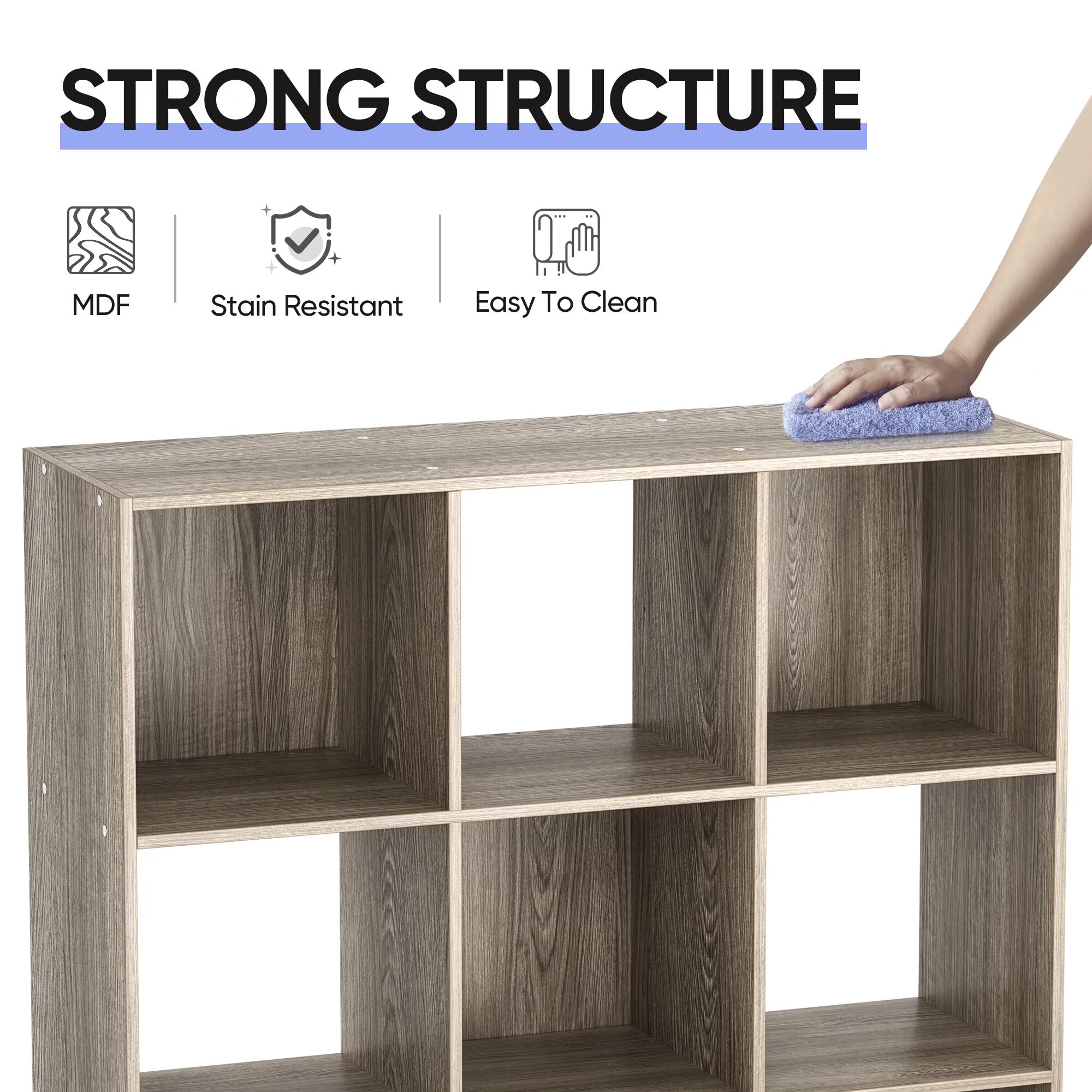 HomGarden 3-Tier 9 Cube Storage Organizer Wood Bookcase Cabinet Black A19933