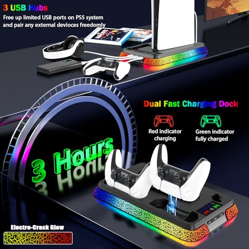 PS5 Stand and Cooling Station with LED Controller Charger for PlayStation 5 X4200