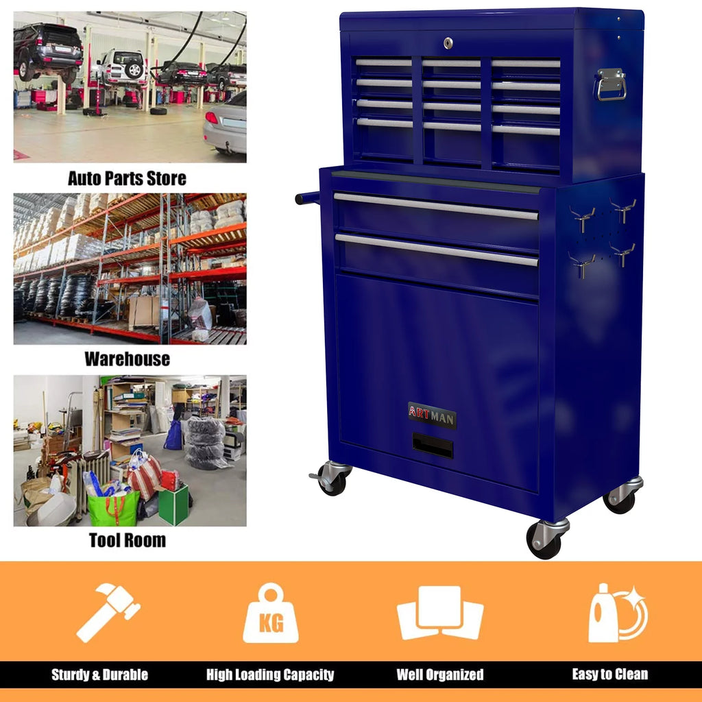 Blue 8-Drawer Rolling Tool Chest with Wheels and Lock Z60320