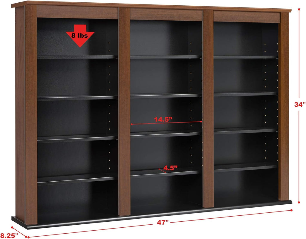Prepac Triple Wall Mounted Storage Cabinet, Cherry and Black D1602