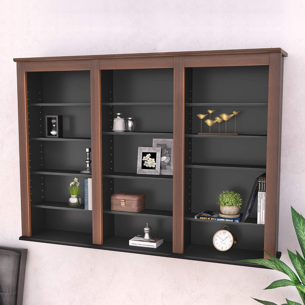 Prepac Triple Wall Mounted Storage Cabinet, Cherry and Black D1602