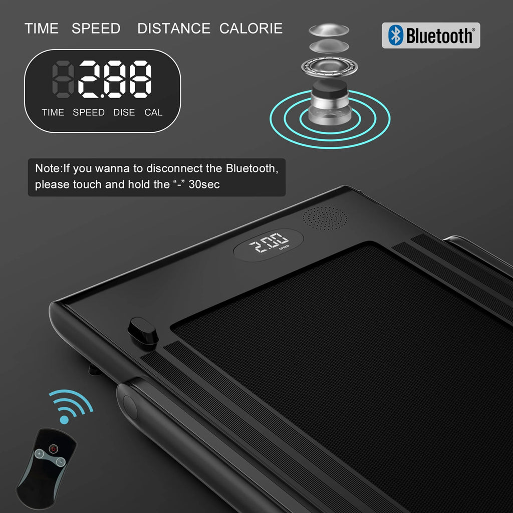 SuperFit 2 in 1 Folding Treadmill with APP Control Speaker Black D991