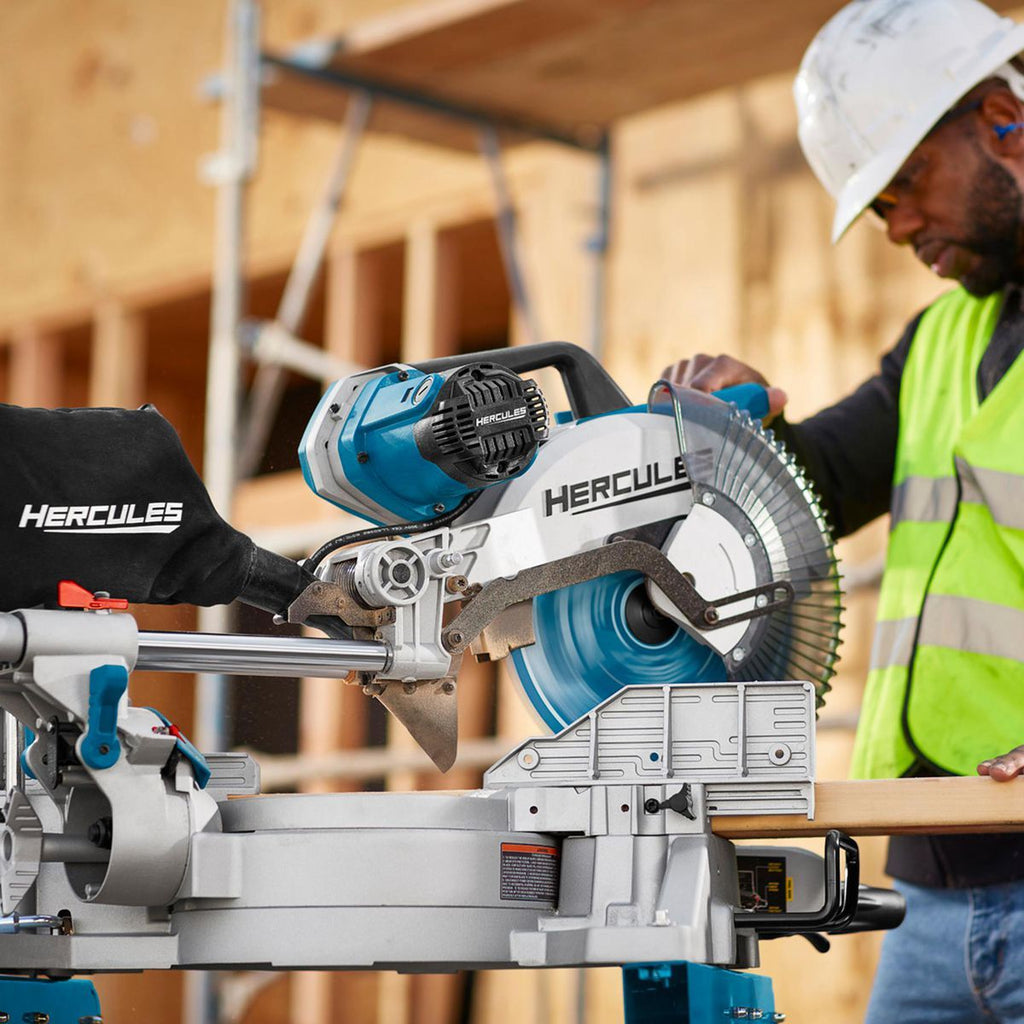 HERCULES 12 in. Dual-Bevel Sliding Compound Miter Saw with LED Shadow Guide J974