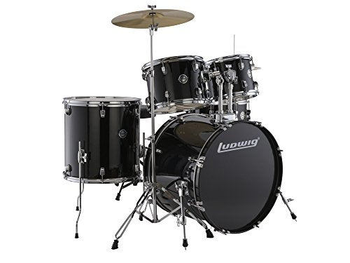Ludwig LC170 Accent Fusion 5 Piece Drum Set with Hardware & Cymbals, Black W91125
