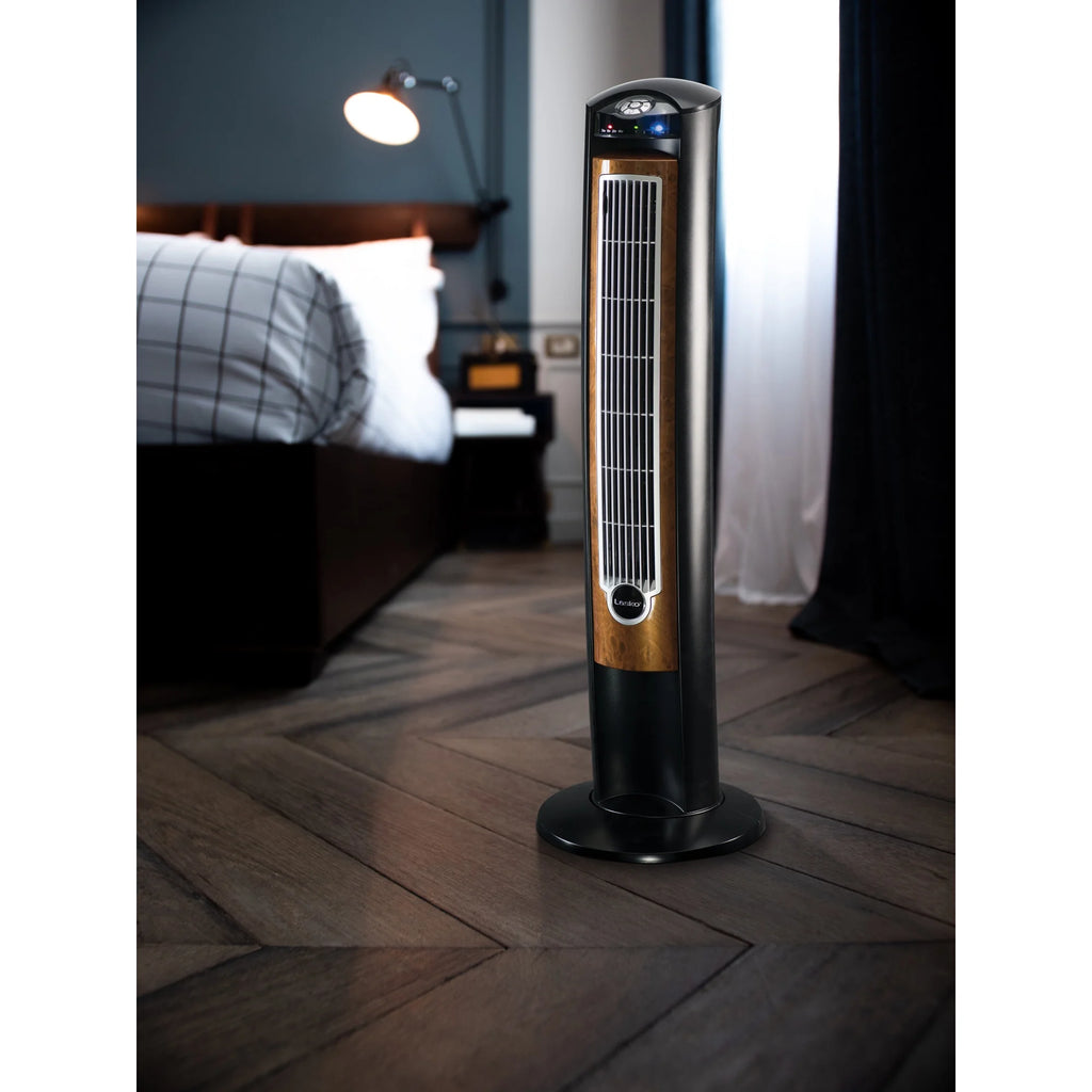 Lasko 42 Wind Curve Tower Fan with Ionizer and Remote, Gray/Woodgrain C6204