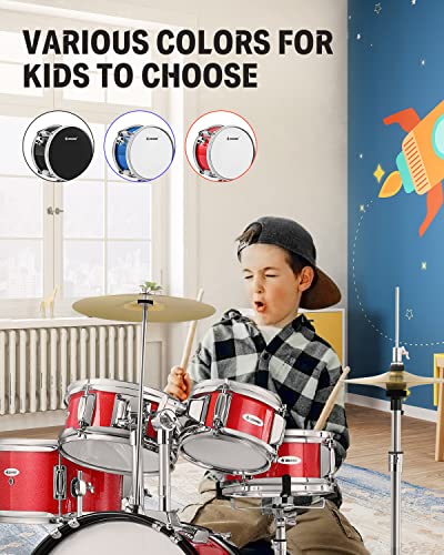 Donner 5-Piece Kid Drum Set for Beginners, 14 Inch Full Size, Metallic Black H8038