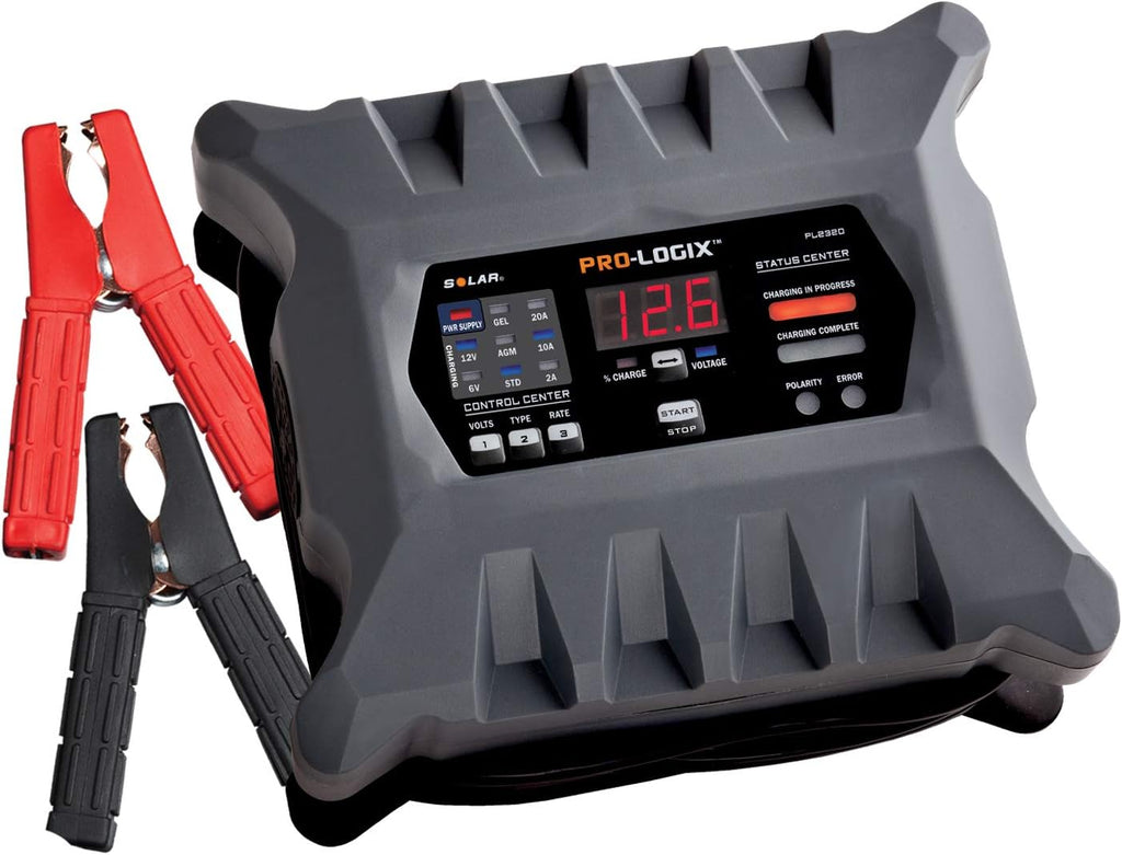 Clore Automotive PL2320 20-Amp Fully-Automatic Smart Charger, 6V and 12V Battery Charger, Battery Maintainer, and Battery Desulfator with Temperature Compensation