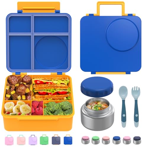 Bento Box for Kids - Leak-Proof Lunch Box with Insulated Thermos Food Jar, Blue O585527
