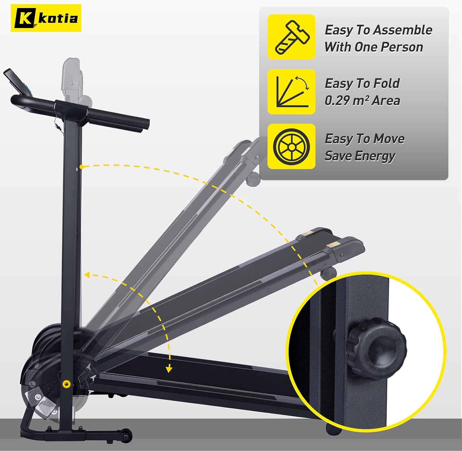 kotia Manual Treadmill Non Electric with 10° Incline Foldable for Home F3674