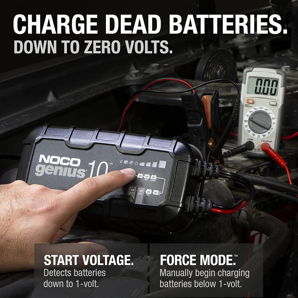 NOCO GENIUS10 10-Amp Smart Charger, 6V/12V Battery Maintainer C362